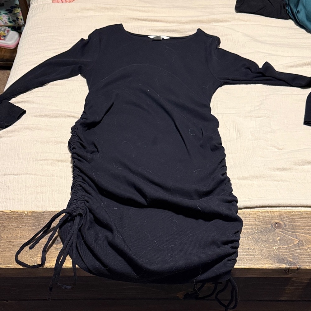 Elegant Black Ruched Dress